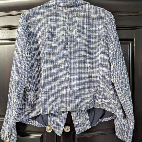 Lane Bryant Blue Tweed High-Low One-Button Blazer - Picture 2 of 4